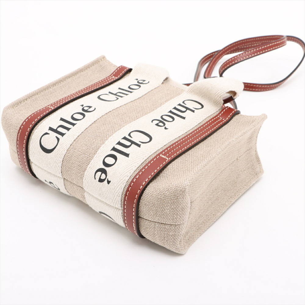 Chloe Woody Canvas Handbag Beige Tan Brown - Picture 3 of 8